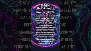 June 1st, 2024 #GeminiHoroscope #dailyhoroscope  #dailyastrologyhoroscope #zodiac  #zodiacuniverse