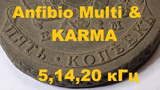 Тест на 5 коп Е2. Режим 3 тона 5,14,20 кГц. Anfibio Multi & KARMA.