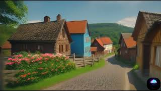 Animated paintings of Slavic village with folk song "W moim ogródecku" / 4K  / Relax