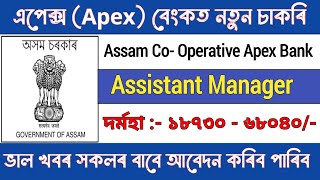 অসম চৰকাৰৰ ফালৰ পৰা ভাল খবৰ লৰা ছোৱালী সকলৰ বাবে || Assam Co - Operative Apex Bank Rcruitment 2024