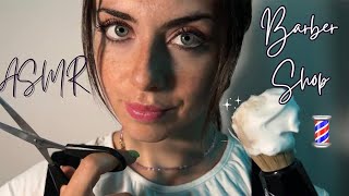 4K ASMR: Barber Shop and Hair Trim ✂️💈 (scissors, soft spoken, lotion, brushing sounds)