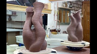 Todd Rose coil building stop motion animation, large sculptural vessel, stoneware pottery