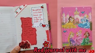 red journal with me ❤️❤️ 🍒 | journal ideas | easy journal | beta craft