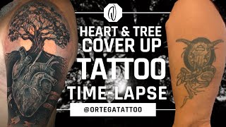 TATTOO TIME-LAPSE #090 | HEART AND TREE COVER UP