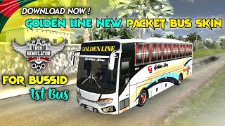 Release || Bussid - Golden Line Packet Bus Skin | For 1st Bus 🤩 || Bus Simulator Indonesia