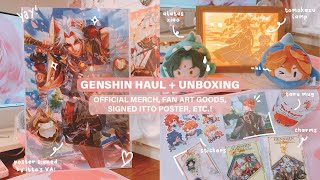 Unboxing Genshin Merch ♡ (TMall Goods, Signed Itto Poster from Max Mittelman, Fanart Goods + more!)