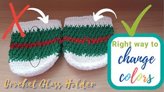 Right way to change colors for Crochet Glass Holder/Crochet Tutorial//ByTeacherVirgie