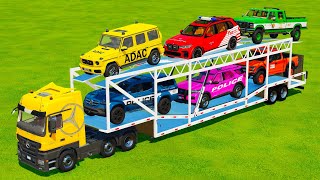 TRANSPORTING POLICE CARS, EMERGENCY VEHICLES & FIRE ENGINES WITH BIG TRAIN! Farming Simulator 22