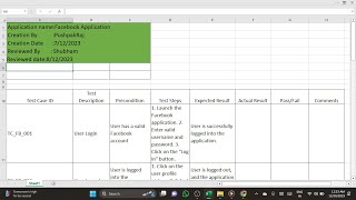 how to create test cases on facebook application,Test case Template on FB application,