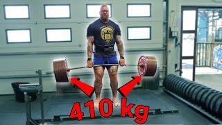 BIGGEST SESSION YET. 410kg deadlift x 2 and a 231kg Atlas stone. Road to SMOE #4