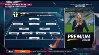 FORMAZIONI UFFICIALI LIVE JUVENTUS - MILAN  10/03/17