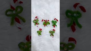 Mini Candy Cane Tutorial using Fuzzy Wire/Pipe Cleaner. #fyp #fypシ゚viralシ  #diycandycane #candycane