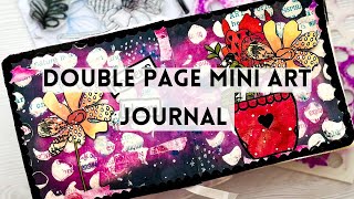 Double page journal layout | Rubber Dance stamps & stencils #mixedmedia #artjournal #papercrafting