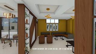 Beautiful modern cafe and lobby design 3d visualization in waas building