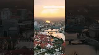 Wschód słońca we Wrocławiu z drona - Mavic 3 - Drone shots of sunrise in Wrocław