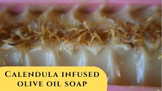 Making and Cutting Magical Butter Machine Infused Calendula Oil Soap, with Aloe Vera