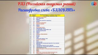 Расшифровка слова БАЛОВАТЬ