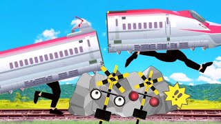 Let’s walk ふみきりアニメ　カンカンの側に隕石が！　新幹線　こまちは危機回避できるかな　電車　アニメ