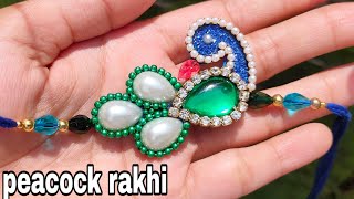 Peacock Rakhi. DIY RAKHI. HANDMADE RAKHI. HOW TO MAKE RAKHI. Easy peacock Rakhi design. RAKHI MAKING