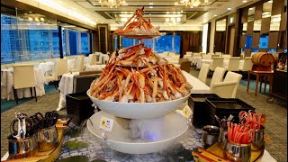 Crab, meat, and dessert buffet at a hotel in Kobe, Japan