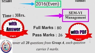 management previous year question 2016 | management 6th sem sbte | management question paper sbte |