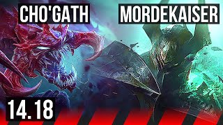 CHO'GATH vs MORDEKAISER (TOP) | 4/0/2, 1400+ games, Rank 10 Cho | NA Master | 14.18