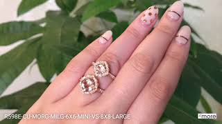 Mini vs. Large Vintage Floral Morganite Rings in Milgrain Band