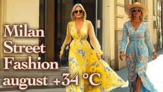 🔥 Milan Street Fashion at +34°C/93°F | The Most Stunning Summer Outfits. Gorgeous Women in Milan