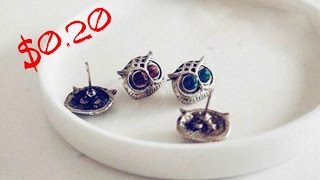 Серёжки всего за $0.20 | Серёжки за 20 центов | Товары до $1 | Серёжки-гвоздики СОВЫ