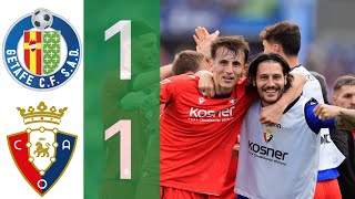 Resumen del Getafe 1-1 C. A. Osasuna en Radioestadio Navarra