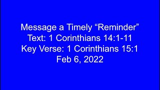 Message a Timely "Reminder" Feb 6, 2022