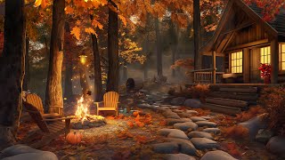 Cozy Halloween Cabin in Enchanted Forest 🎃 Relaxing Autumn Night Ambience 🔥