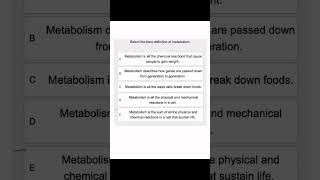 Select the best definition of metabolism