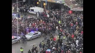 Violent confrontations between police and demonstrators in Moscow.