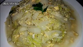 Resipi Sayur Kubis Panjang Tumis Telur bersama Bawang Putih | Simple dan Mudah