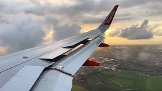 Stunning Sunset Landing in Amsterdam | EasyJet A320 Wing View