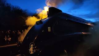 Sir Nigel Gresley 60007 A4 Class steam train departing Saxilby station 02/03/24 4k UHD