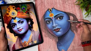 Krishna Drawing,  Acrylic Painting Tutorial,  Step By Step 😍