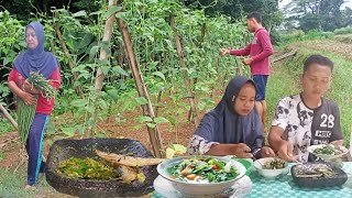 Aktivitas Hidup Di Desa, Memasak Bening KacangPanjang,BayamWortelKubis, Sambal ijo Ikan Asin Goreng