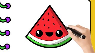 Como Dibujar una SANDIA Kawaii Paso Paso Fácil | Mapi Art Sketch