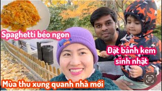 346| Đặt bánh sinh nhật cho Ranveer| Spaghetti cho bữa tối|Ngắm lá mùa thu xung quanh nhà|cs Ba Lan