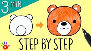 How to Draw a Bear Face | Easy & Slow Step by Step for Kids | Drawing a Cute Baby Bear | OKIDOKIDS