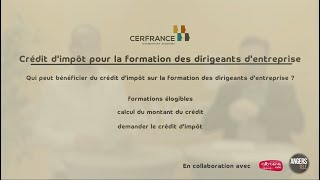 Crédit d'impôt pour la formation des dirigeants d'entreprise