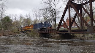 Norwich, CT:  New England Central Freight at Yantic Falls!