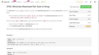 LeetCode [Medium] Minimize Maximum Pair Sum in Array