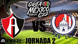 Atlas vs Atlético De San Luis Jornada 2 Grita México Clausura 2022. (Simulación FIFA 22).