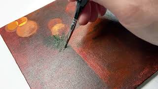 Full Tutorial/Christmas Red Candles/Easy Acrylic Painting Tutorial For Beginners Step By Step#392F