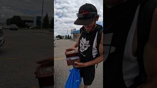 HOMELESS MAN gives BOX OF MONEY to a woman who helped him 💔￼#shorts