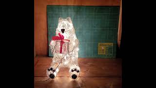 Showcasing The Vintage Spaghetti Little Light up Polar Bear Holding a Gift working! For Sale on eBay