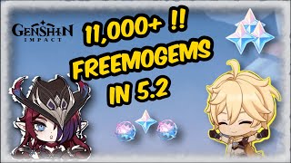 MORE THAN 11,000+ FREEMOGEMS FOR F2P PLAYERS IN GENSHIN 5.2!!!! | Genshin Impact #freemogems